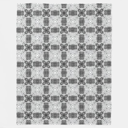 Wit en zwart opengewerkte geometrische patroon Ann Fleece Deken (Voorkant)