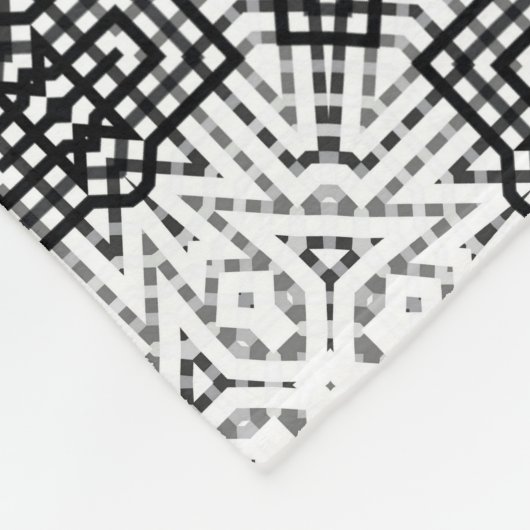 Wit en zwart opengewerkte geometrische patroon Ann Fleece Deken (Hoek)