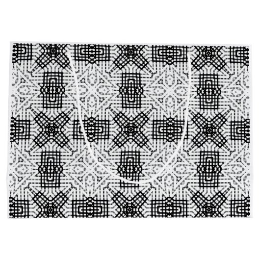 Wit en zwart opengewerkte geometrische patroon Ann Groot Cadeauzakje (Achterkant)