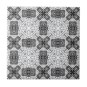 Wit en zwart opengewerkte geometrische patroon Ann Tegeltje