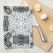 Wit en zwart opengewerkte geometrische patroon Ann Theedoek (Quarter Fold)
