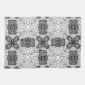 Wit en zwart opengewerkte geometrische patroon Ann Theedoek (Horizontaal)