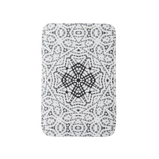 Wit en zwart opengewerkte geometrische patroon Els Badmat (Voorkant Verticaal)