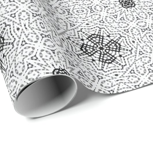 Wit en zwart opengewerkte geometrische patroon Els Cadeaupapier (Rol Hoek)