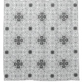 Wit en zwart opengewerkte geometrische patroon Els Douchegordijn (Voorkant)