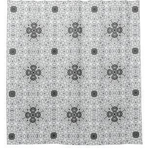 Wit en zwart opengewerkte geometrische patroon Els Douchegordijn