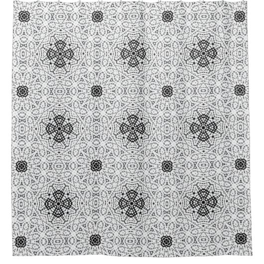 Wit en zwart opengewerkte geometrische patroon Els Douchegordijn (Voorkant)