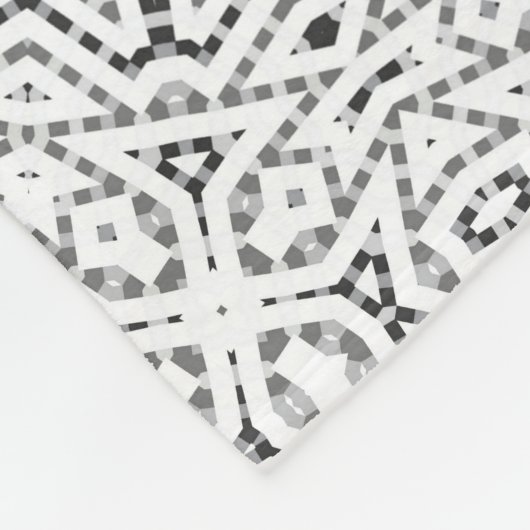 Wit en zwart opengewerkte geometrische patroon Els Fleece Deken (Hoek)