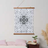 Wit en zwart opengewerkte geometrische patroon Els Hangend Wandkleed (Slaapkamer)