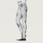 Wit en zwart opengewerkte geometrische patroon Els Leggings (Links)