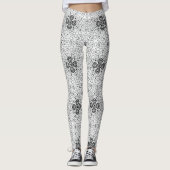 Wit en zwart opengewerkte geometrische patroon Els Leggings (Voorkant)