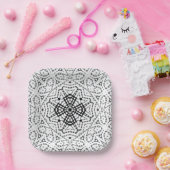 Wit en zwart opengewerkte geometrische patroon Els Papieren Bordje (Feest)