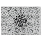 Wit en zwart opengewerkte geometrische patroon Els Snijplank (Voorkant)