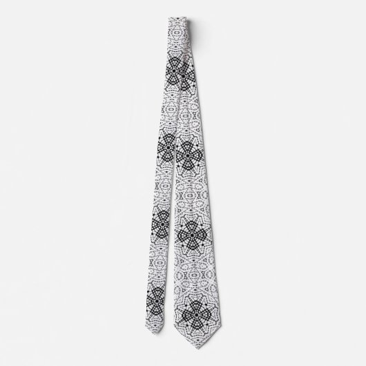 Wit en zwart opengewerkte geometrische patroon Els Stropdas (Achterkant)