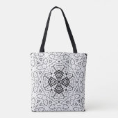 Wit en zwart opengewerkte geometrische patroon Els Tote Bag (Achterkant)