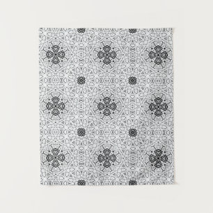 Wit en zwart opengewerkte geometrische patroon Els Wandkleed