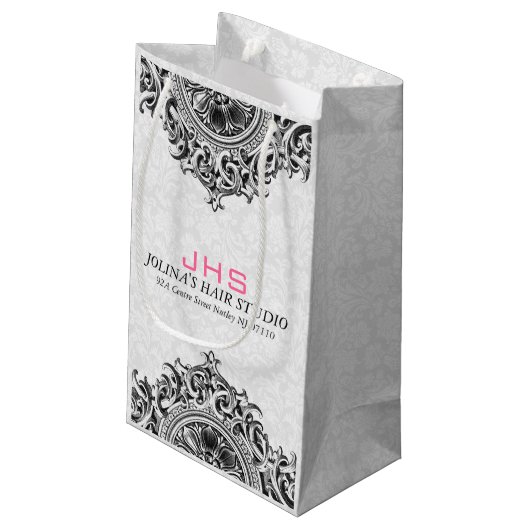 Wit en zwart  Ornament Klein Cadeauzakje (Achterkant Gekanteld)