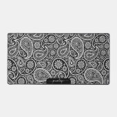 Wit en zwart paisley patroon aangepaste monogram bureaumat (Voorkant)
