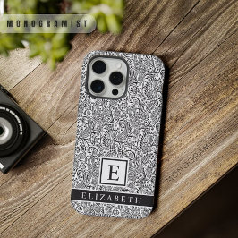  wit en zwart paisley patroon iPhone 15 pro max case