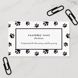 Wit en Zwart Paw Prints Professionele Pet Salon Visitekaartje