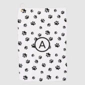 Wit en zwart pootafdruk monogram golfhanddoek (Voorkant)