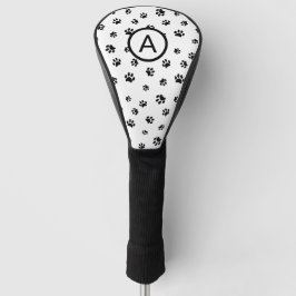 Wit en zwart pootafdruk monogram golfheadcover