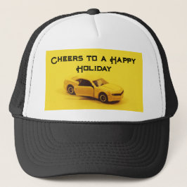 Wit en zwart Proost op een Happy Holiday tekst Trucker Pet