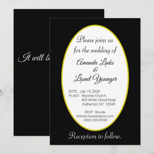 Wit en zwart raam bruiloft kaart (Voorkant / Achterkant)