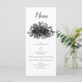 Wit en zwart Roos Gothic Wedding Menu (Staand voorkant)