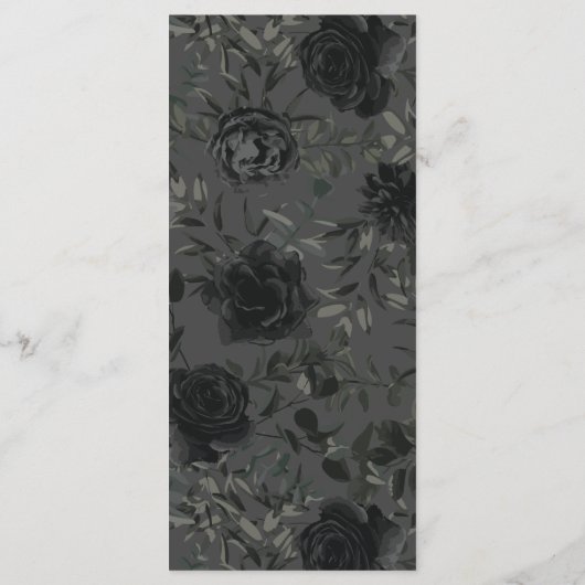 Wit en zwart Roos Gothic Wedding Menu (Achterkant)