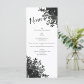 Wit en zwart Roos Gothic Wedding Menu (Staand voorkant)