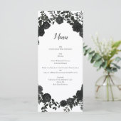 Wit en zwart Roos Gothic Wedding Menu (Staand voorkant)