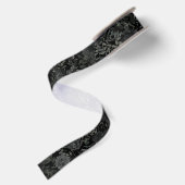 Wit en zwart Roos Gothic Wedding Ribbon Satijnen Lint (Achterkant)
