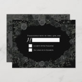 Wit en zwart Roos Gotische bruiloft antwoord Kaart (Voorkant / Achterkant)
