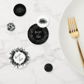 Wit en zwart Roos Gotische bruiloft Confetti (Groep)