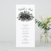 Wit en zwart Roos gotische bruiloft programma's (Staand voorkant)