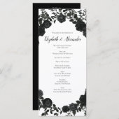 Wit en zwart Roos gotische bruiloft programma's (Voorkant / Achterkant)