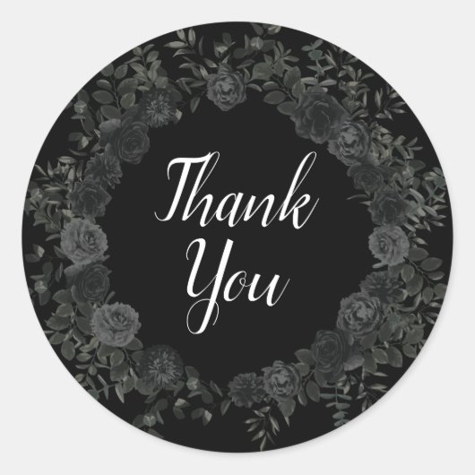 Wit en Zwart Roos Gotische Sticker Favor Labels (Voorkant)