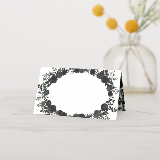 Wit en zwart Roos gotische trouwplaatskaarten Plaatskaartje (Voorkant)