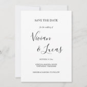Wit en Zwart Script Bruiloft Sla de datum op Save The Date (Voorkant)