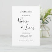 Wit en Zwart Script Bruiloft Sla de datum op Save The Date (Staand voorkant)