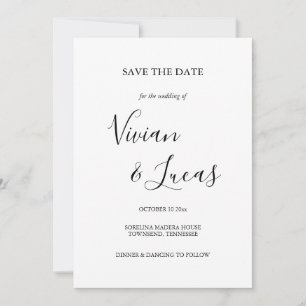 Wit en Zwart Script Bruiloft Sla de datum op Save The Date