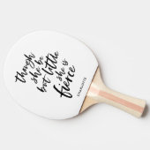 Wit en zwart script Little But Fierce Shakespeare Tafeltennisbatje (Zijkant)