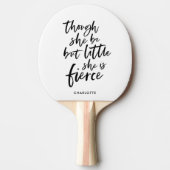 Wit en zwart script Little But Fierce Shakespeare Tafeltennisbatje (Voorkant)