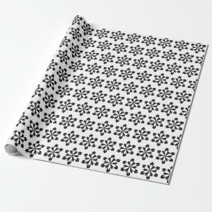 Wit en zwart sneeuwvlokpatroon cadeaupapier