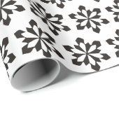 Wit en zwart sneeuwvlokpatroon cadeaupapier (Rol Hoek)