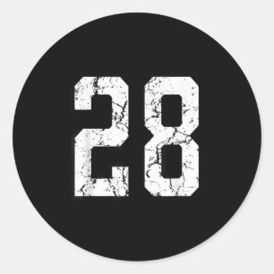 Wit en zwart SRTS nummer 28 Jersey uniform spelen Ronde Sticker