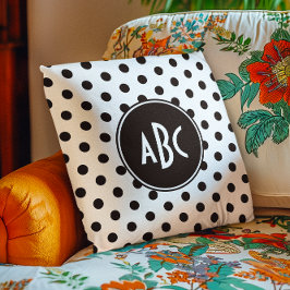Wit en zwart Stippen Monogram Kussen
