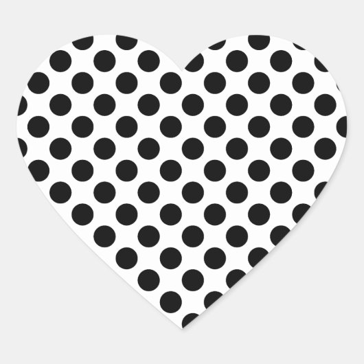 Wit en zwart stippenpatroon hart sticker (Voorkant)