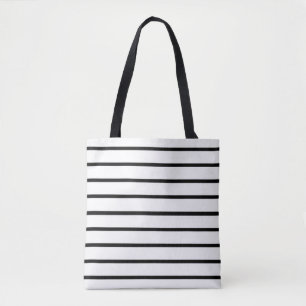 Wit-en-zwart streepjesontwerp tote bag